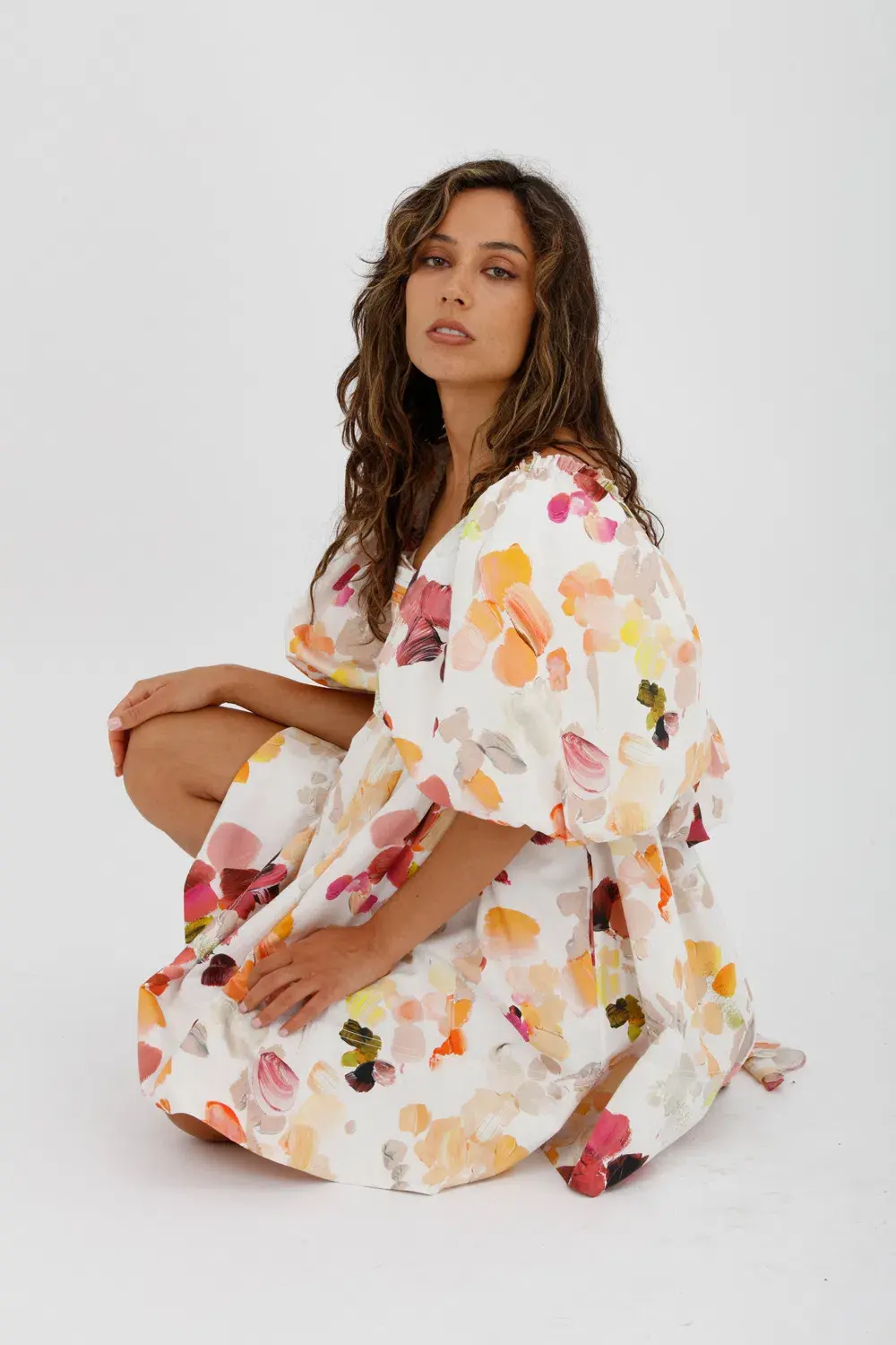 AJE Dassia Puff Sleeve Mini Dress Floral Print Size 10 for rent on The Volte - main image