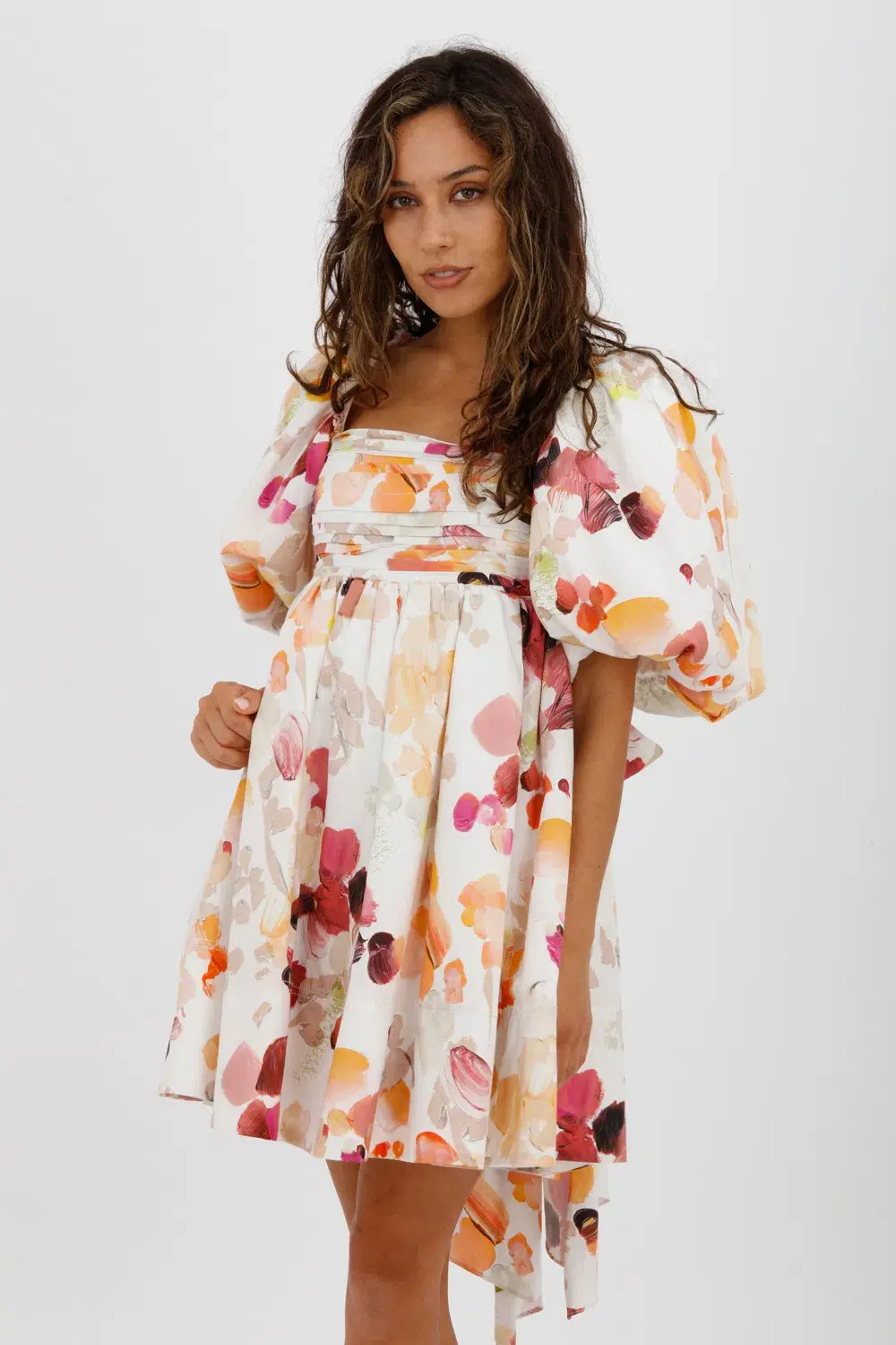 AJE Dassia Puff Sleeve Mini Dress Floral Print Size 10 for rent on The Volte - main image