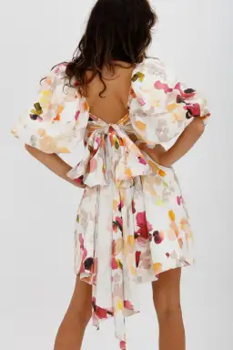 AJE Dassia Puff Sleeve Mini Dress Floral Print Size 10 for rent on The Volte - image 14