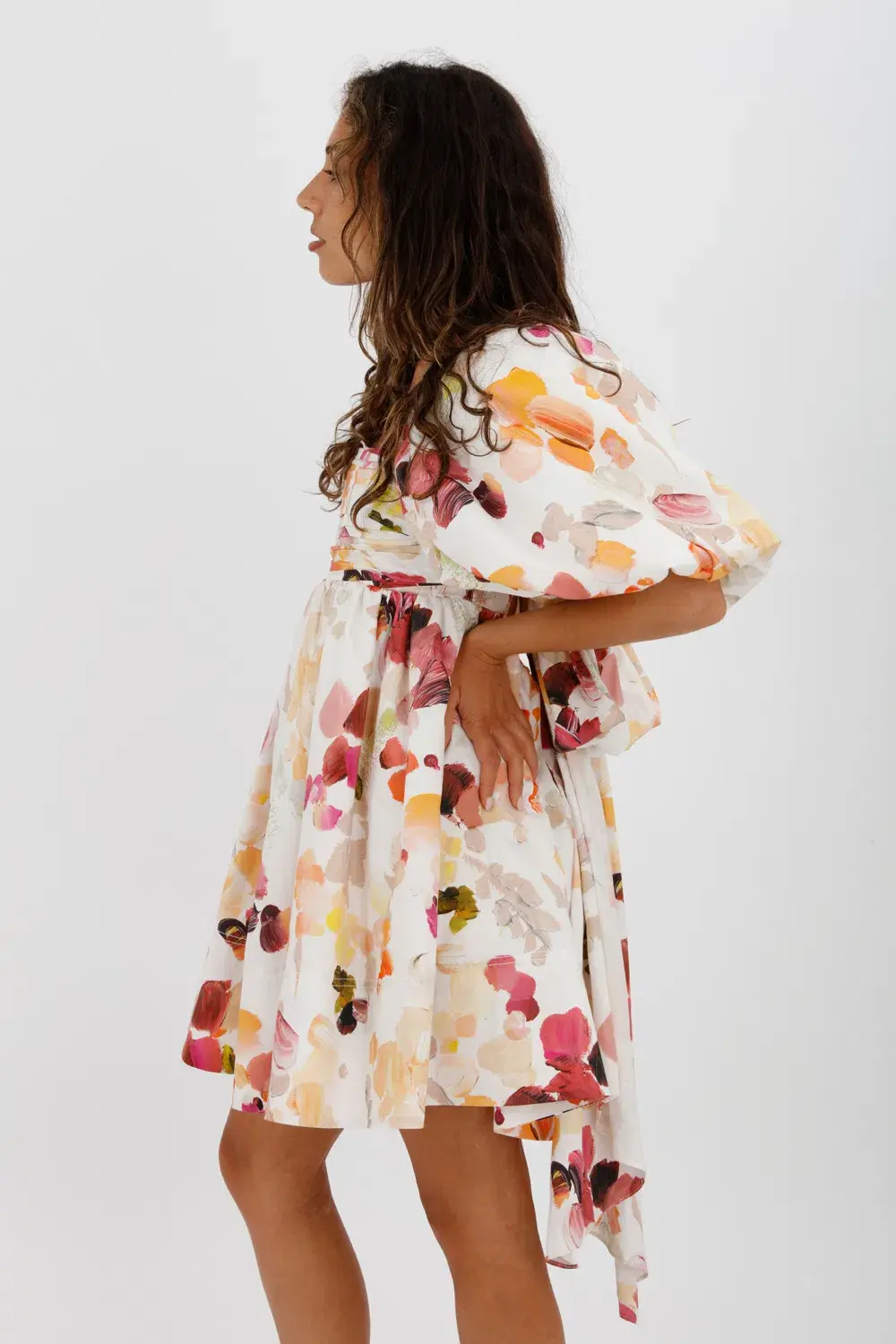 AJE Dassia Puff Sleeve Mini Dress Floral Print Size 10 for rent on The Volte - main image