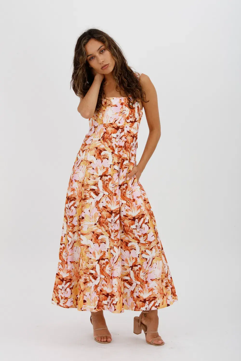 Acler Withington Dress Midi Blush Print Size 8 for rent on The Volte - main image