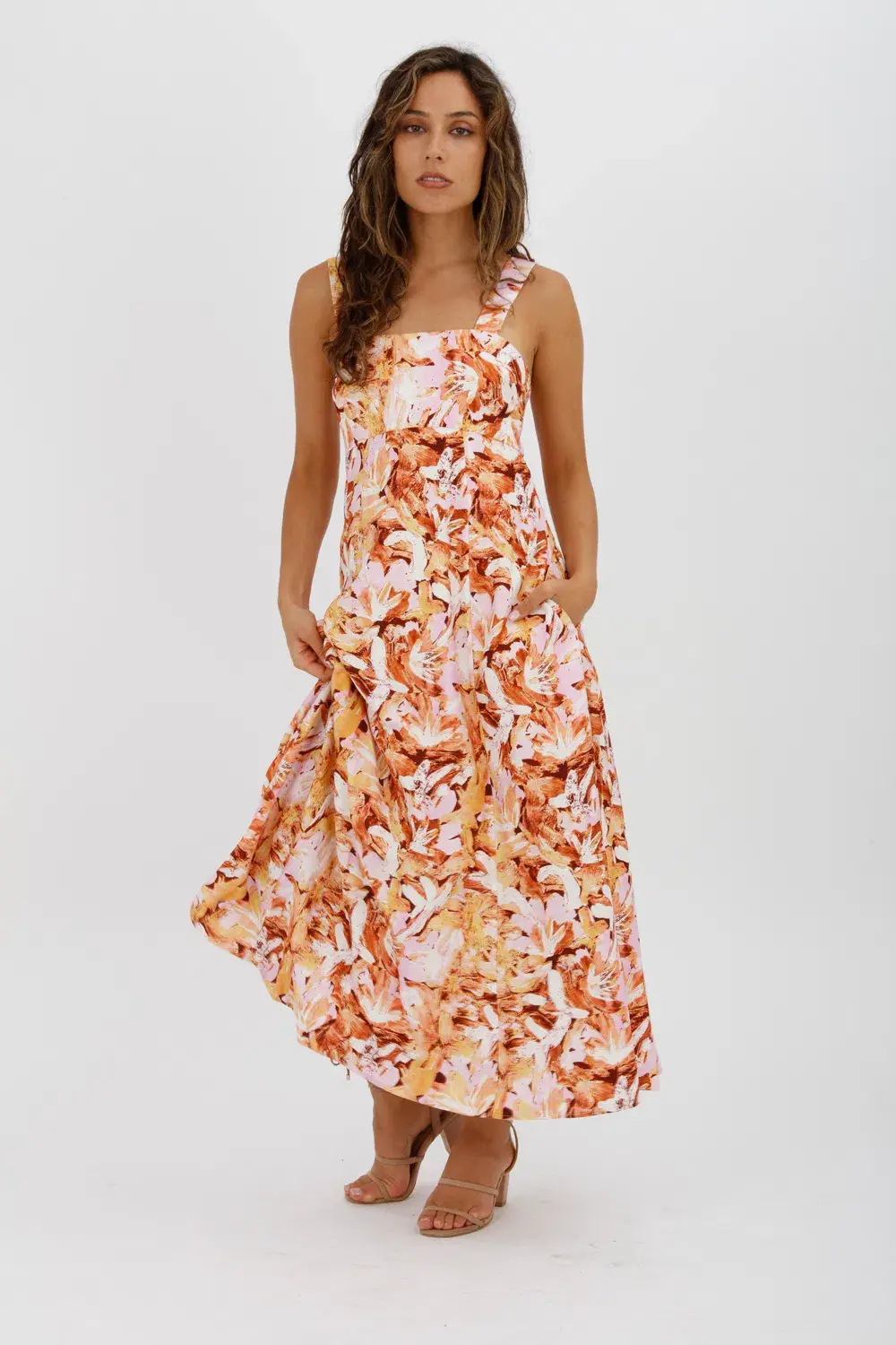 Acler Withington Dress Midi Blush Print Size 8 for rent on The Volte - main image