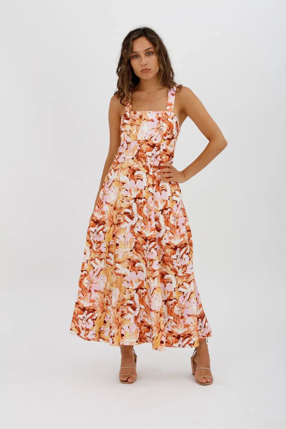Acler Withington Dress Midi Blush Print Size 8 for rent on The Volte - main image