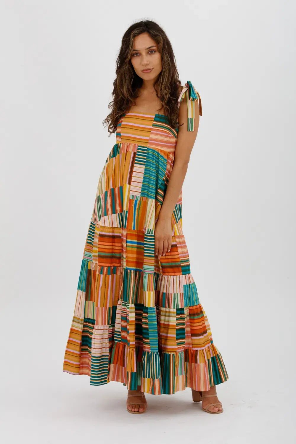 Alemais Sloane Tiered Midi Dress Multi Size 10 for rent on The Volte - main image