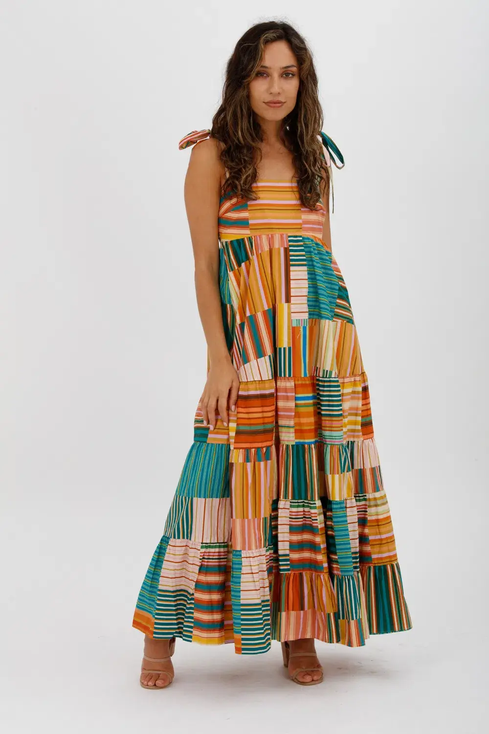 Alemais Sloane Tiered Midi Dress Multi Size 10 for rent on The Volte - main image