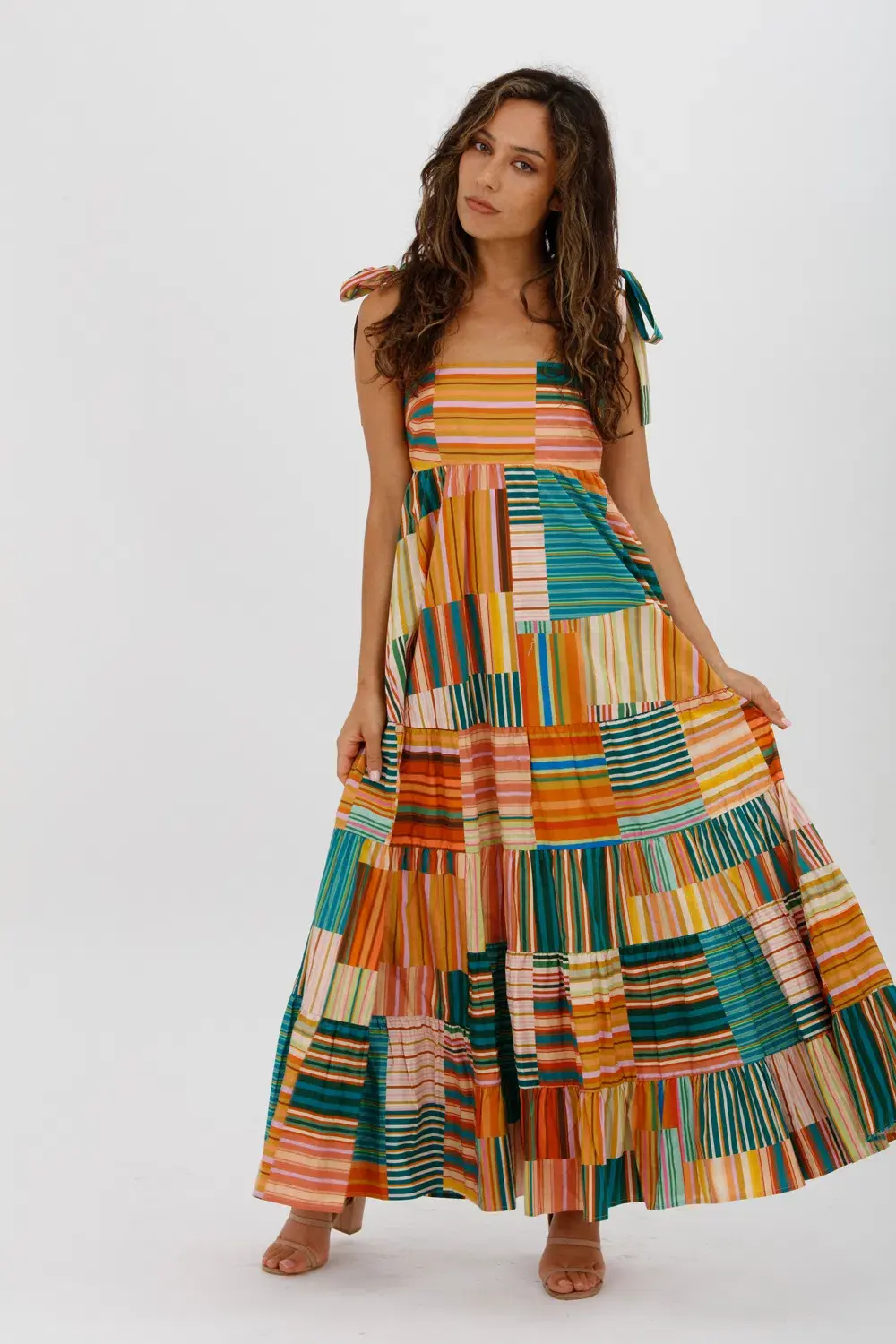 Alemais Sloane Tiered Midi Dress Multi Size 10 for rent on The Volte - main image