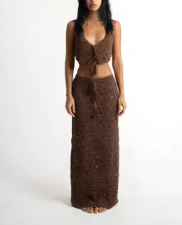 Isabelle Quinn Hazel Crop and Maxi Skirt Set Brown Size 8 for rent on The Volte - image 1