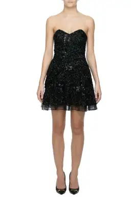 Aje Gigi Mini Dress Black Sequin Size 8 for rent on The Volte - image 1