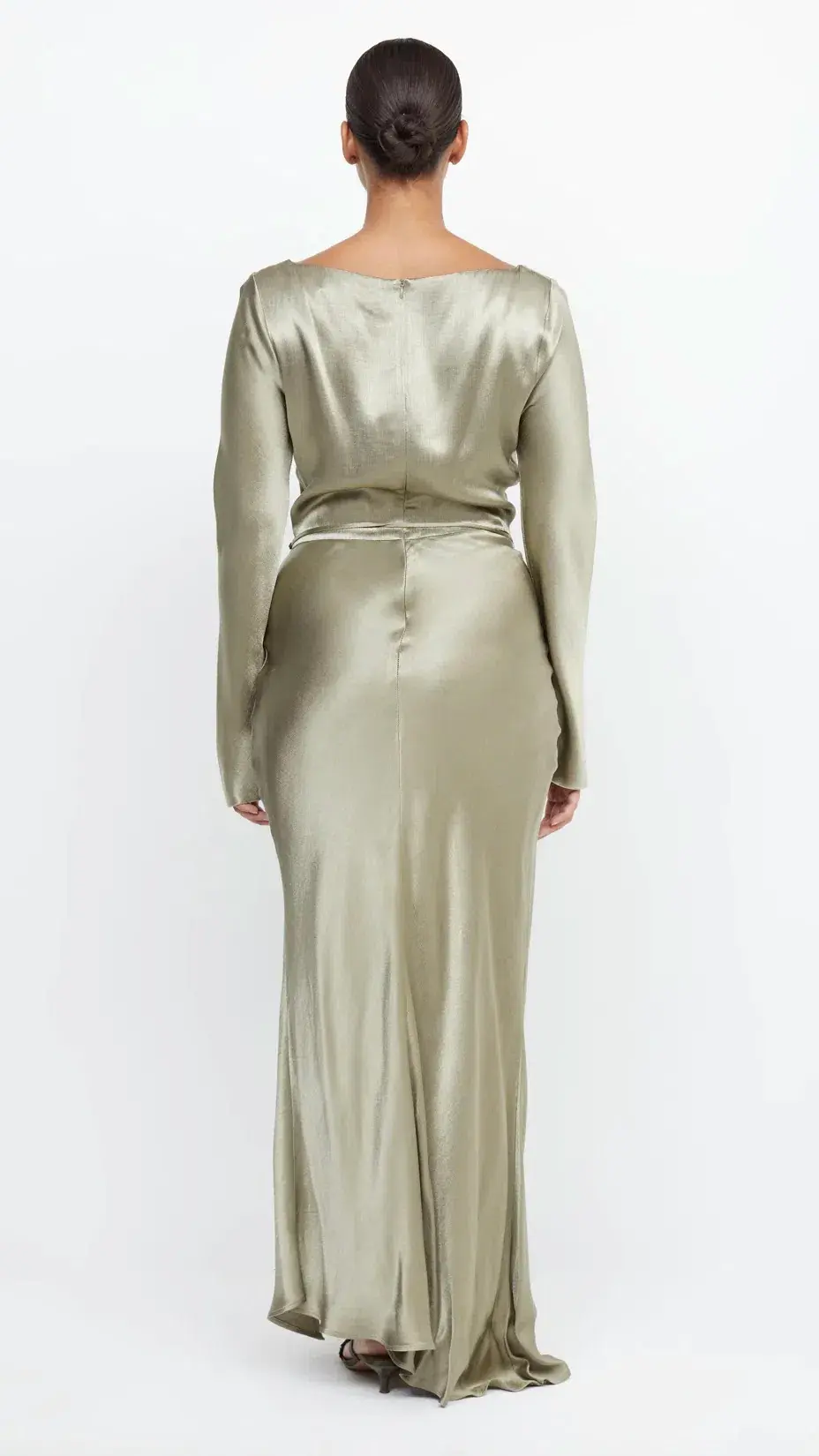 Bec & Bridge Moon Dance Long Sleeve Cowl Dress Sage Size 6 / XS for rent on The Volte - main image