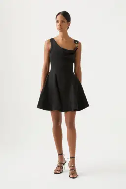 Aje Liberty Asymmetric Mini Dress Black Size AU 6 for rent on The Volte - image 1