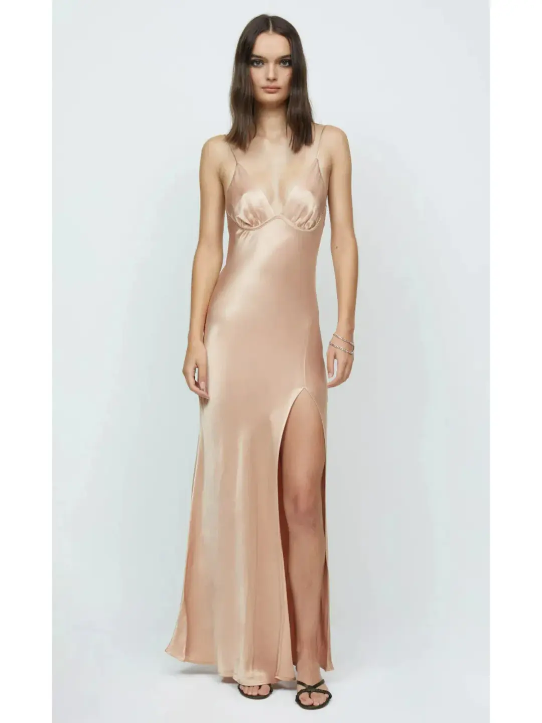 Bec & Bridge Ren Split Maxi Dress Gold Size AU 6 for rent on The Volte - main image