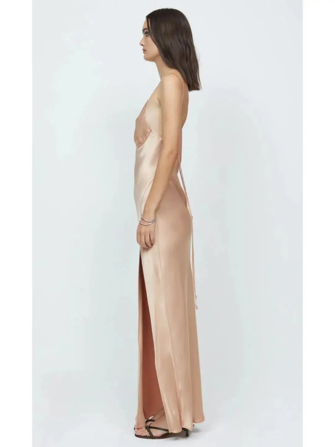 Bec & Bridge Ren Split Maxi Dress Gold Size AU 6 for rent on The Volte - main image