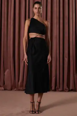 Misha Dimitra Satin Midi Dress Black Size AU 6 for rent on The Volte - image 1