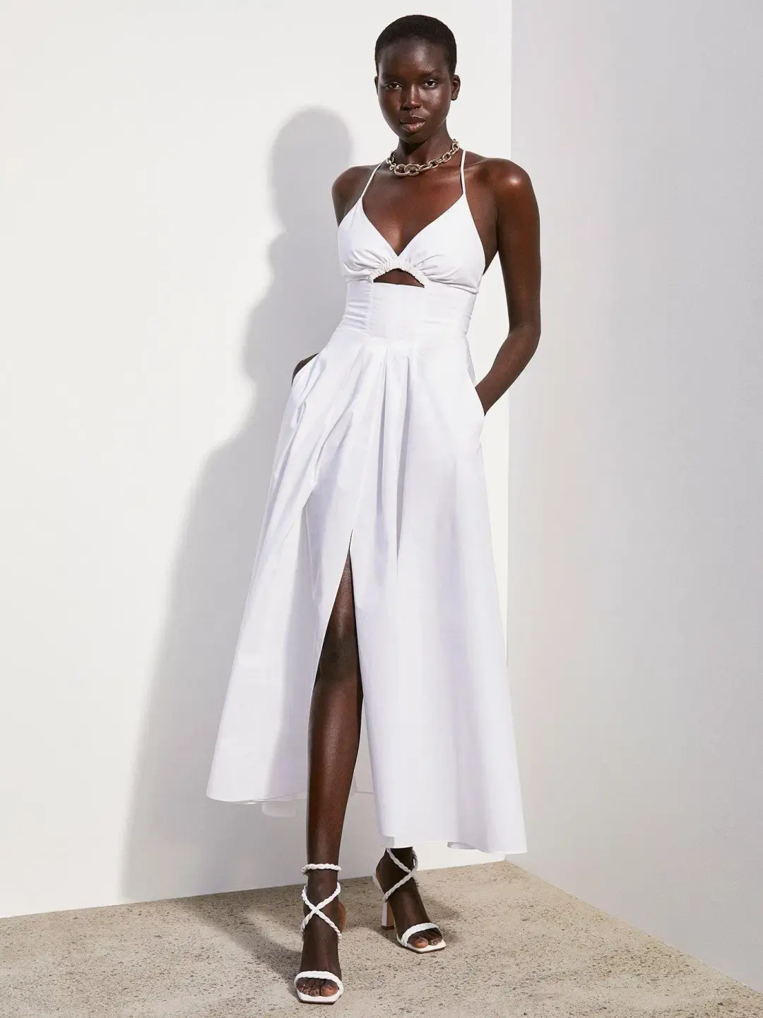 Scanlan Theodore Cotton Strappy Dress White Size AU 8 for rent on The Volte - main image