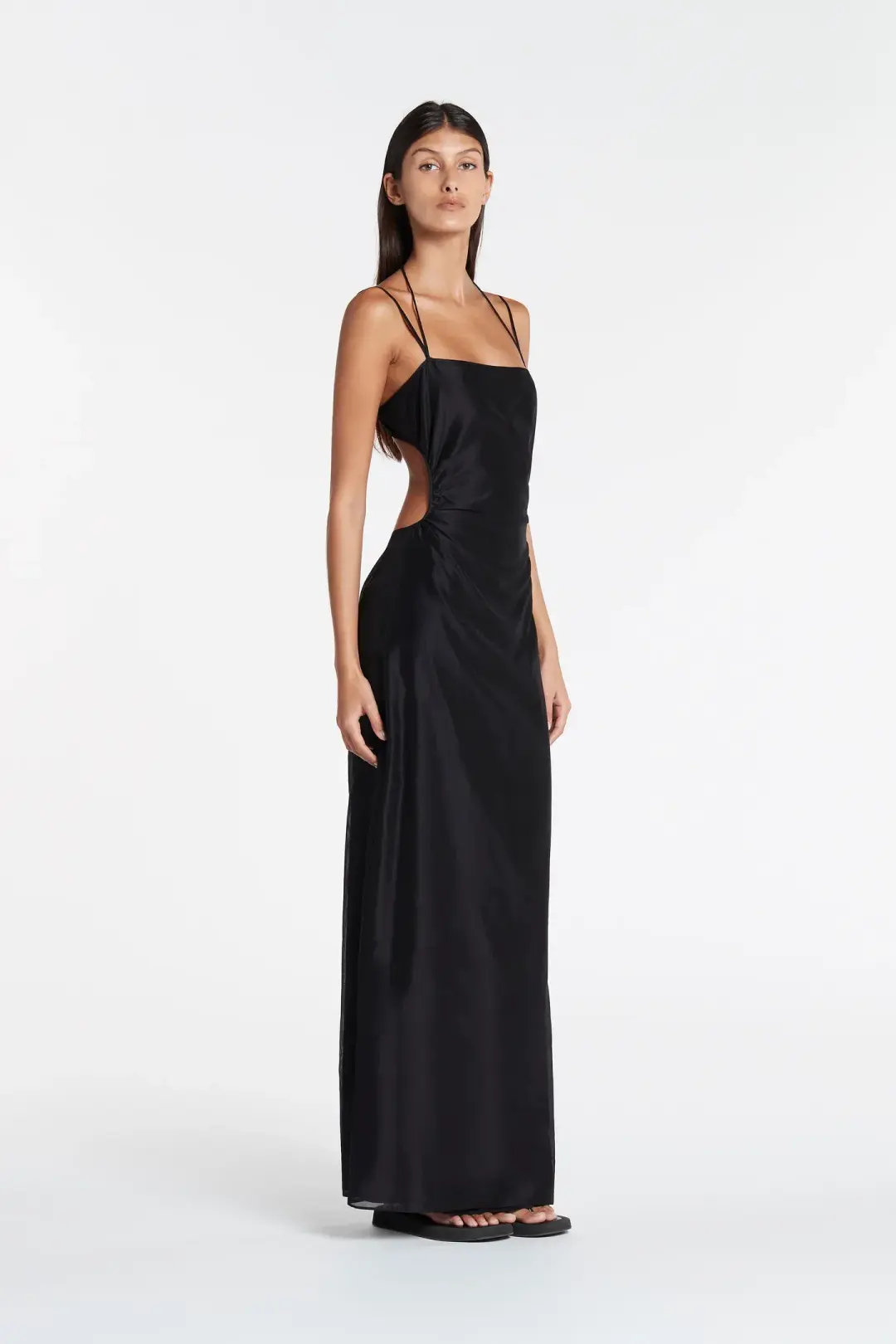Sir The Label Lucelia Cut Out Midi Dress Black Size AU 8 for rent on The Volte - main image