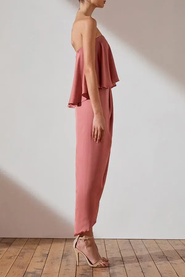 Shona Joy Imogen Luxe U Wire Frill Dress Pink Size AU 8 for rent on The Volte - main image