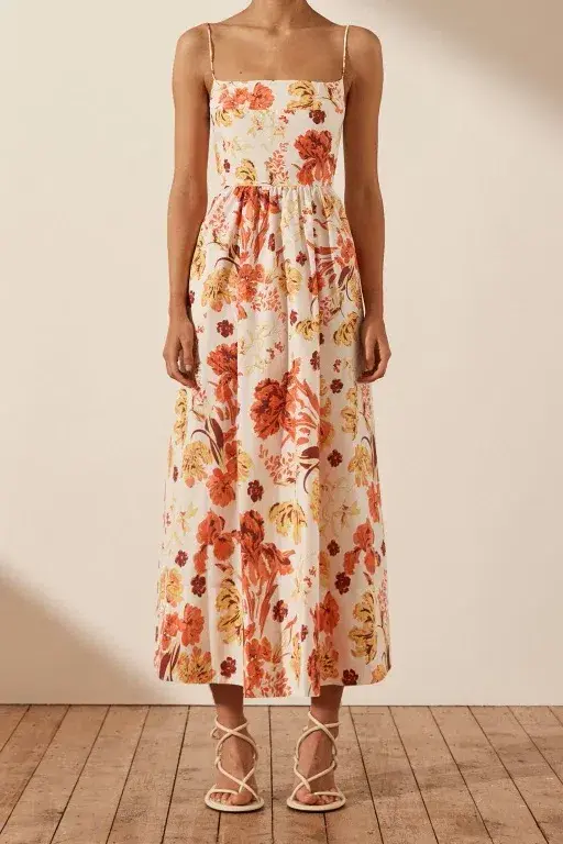 Shona Joy Kalani Low Back Midi Dress Multi Size AU 6 for rent on The Volte - main image