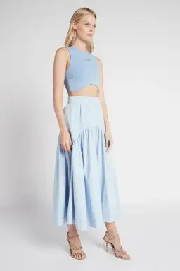 Aje Cosmos Drawstring Midi Skirt Blue Size AU 6 for rent on The Volte - image 1