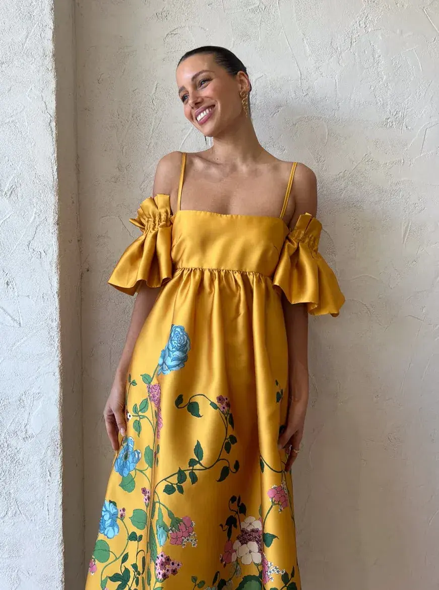 Alemais Dana Midi Dress Marigold Size AU 10 - Image 3