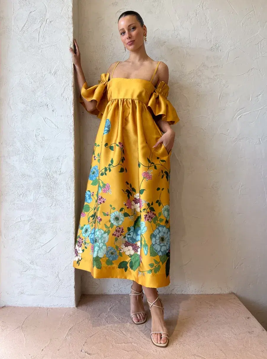 Alemais Dana Midi Dress Marigold Size AU 10 - Image 2