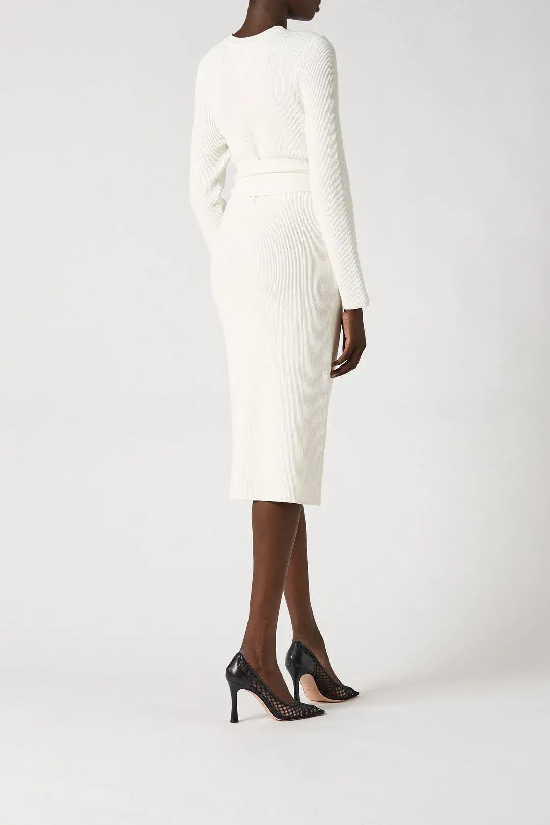 Scanlan Theodore Crepe Knit Belted Dress White Size XS / AU 6 for rent on The Volte - main image