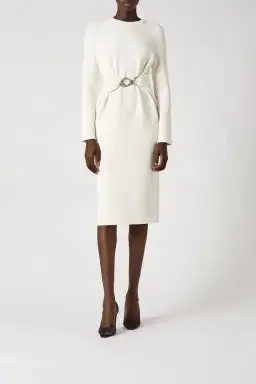 Scanlan Theodore Crepe Knit Belted Dress White Size XS / AU 6 for rent on The Volte - image 1