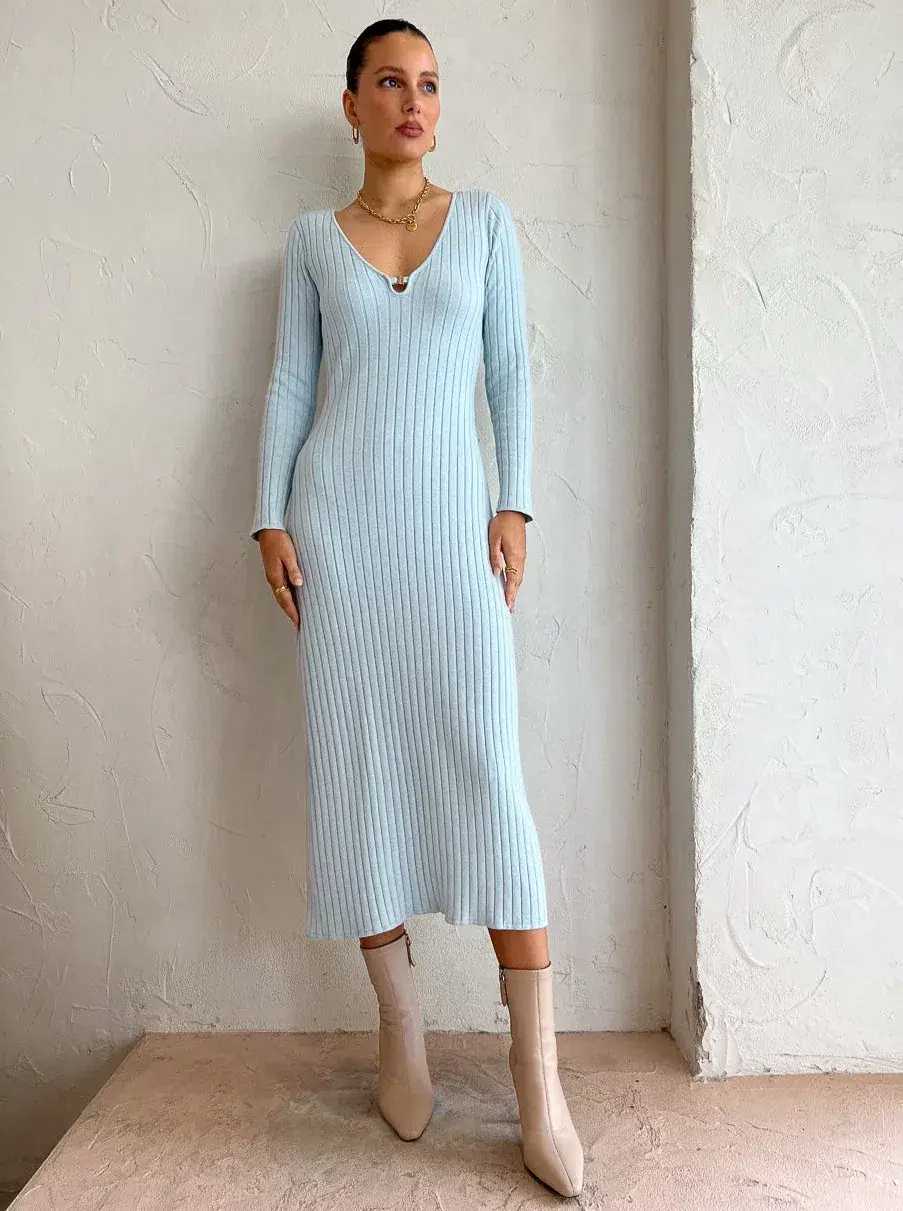 By Nicola Astrology Knit Midi Ice Blue Size 12 for rent on The Volte - main image