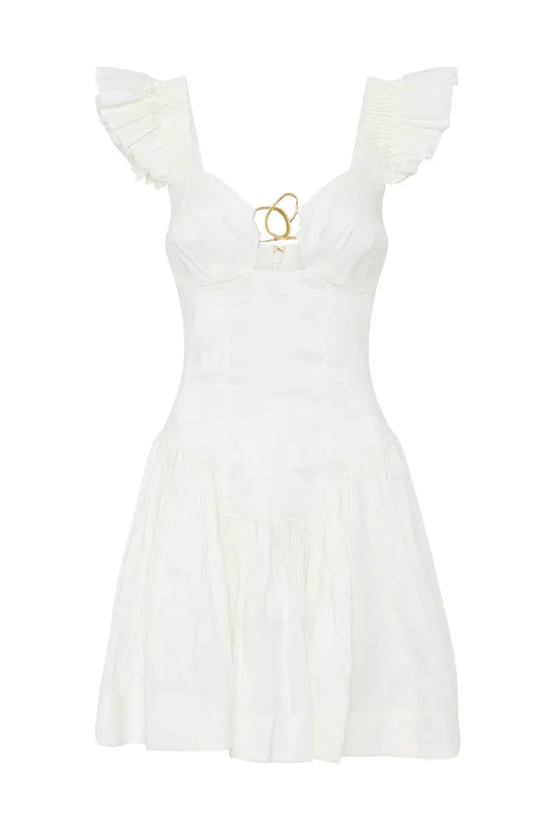 AJE Simone Frill Sleeve Mini Dress Ivory Size 8 (Altered to Size 6) for rent on The Volte - main image