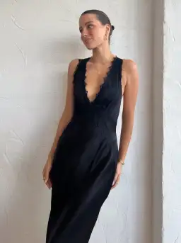 Shona Joy Camille Lace Cross Back Midi Dress Black Size 6 for rent on The Volte - image 3