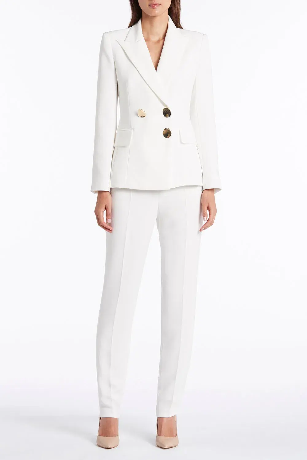 Carla Zampatti Long Line Jacket and Pants White Size 10 for rent on The Volte - main image
