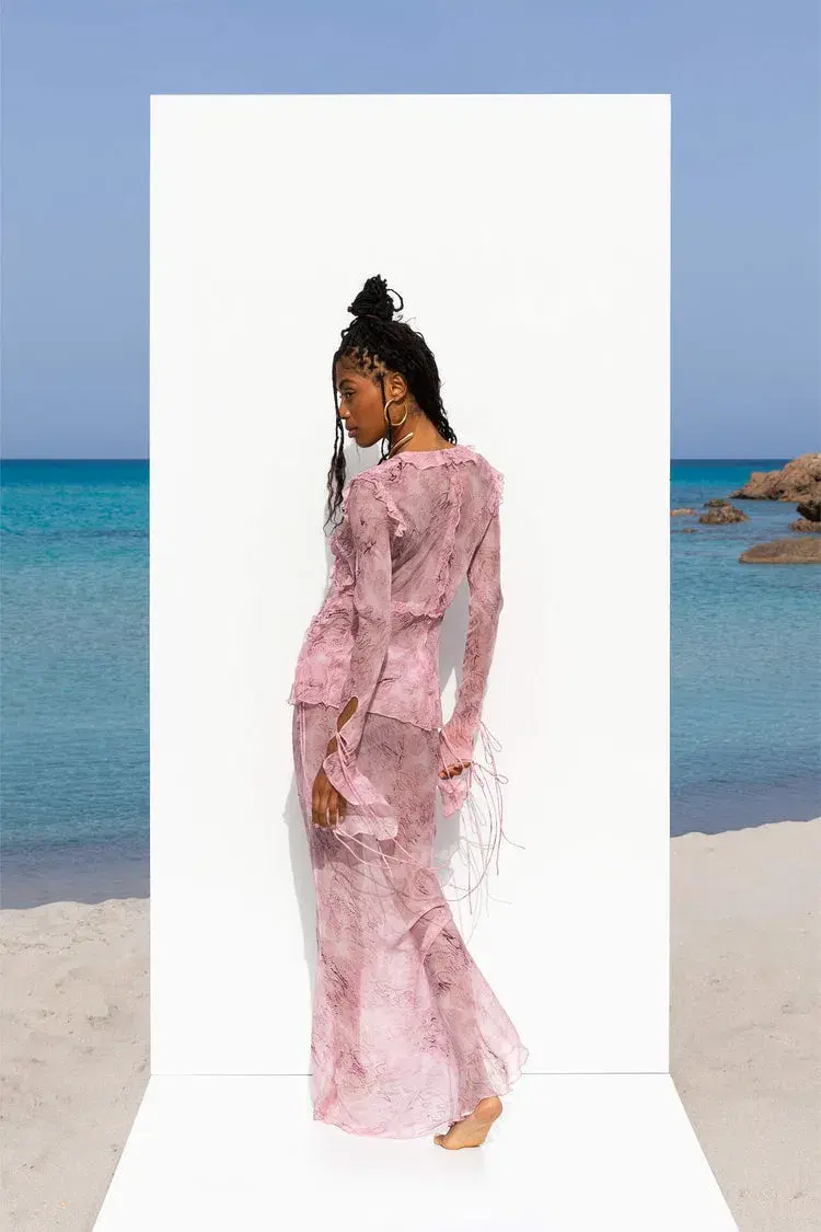 Rat & Boa Cobra Blouse and Skirt Set Pink Size XS/AU 6 for rent on The Volte - main image