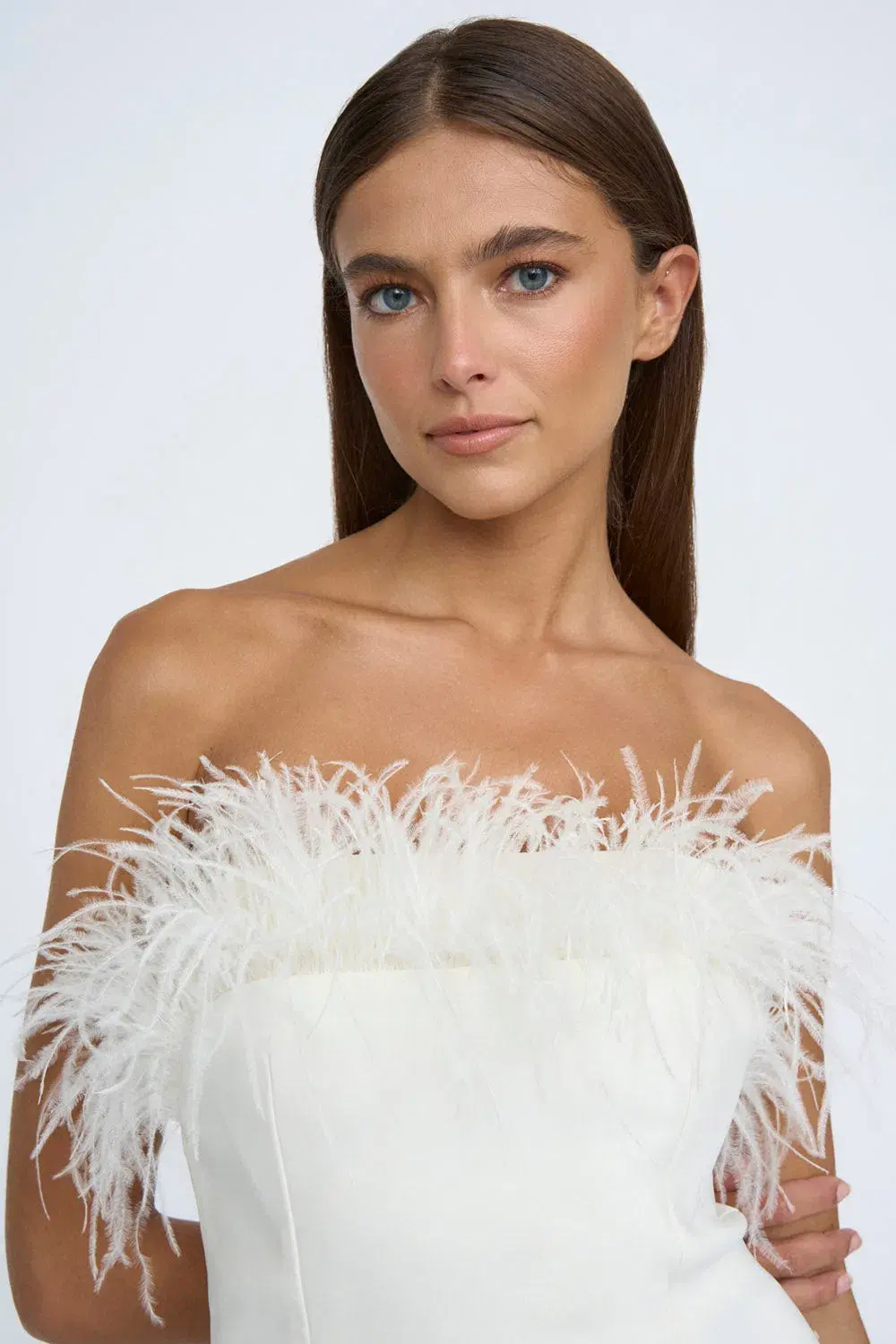 By Johnny Feather Mini Dress White Size 6 - Image 2