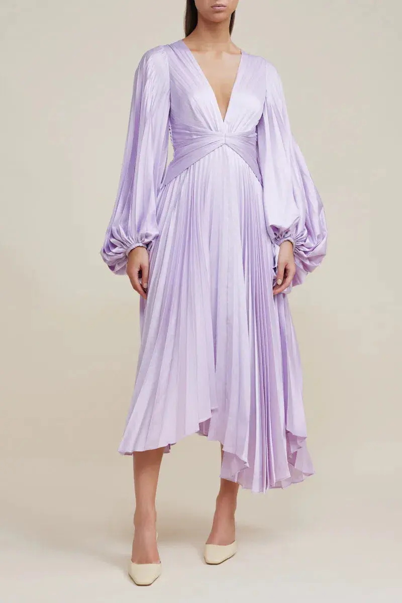 Acler Palms Midi Dress Lilac Size 8 for rent on The Volte - main image