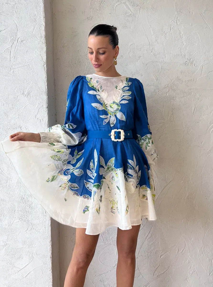 Alemais Rita Embroidered Mini Dress Blue Size XS / AU 6 for rent on The Volte - main image