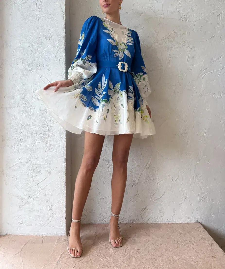 Alemais Rita Embroidered Mini Dress Blue Size XS / AU 6 for rent on The Volte - main image