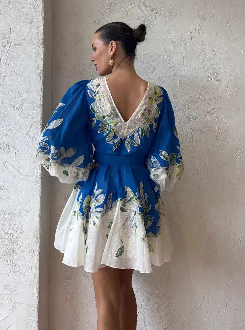 Alemais Rita Embroidered Mini Dress Blue Size XS / AU 6 for rent on The Volte - main image