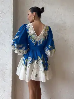 Alemais Rita Embroidered Mini Dress Blue Size XS / AU 6 for rent on The Volte - image 3