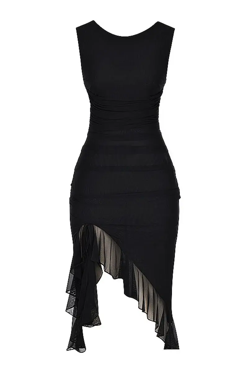 House of CB Mistress Rocks Ruffle Midi Dress Black Size XL / AU 14 for rent on The Volte - main image