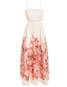 Zimmermann The Devi Scallop Midi Dress in Cream Floral Size 0/Au 8 for rent on The Volte - image 4