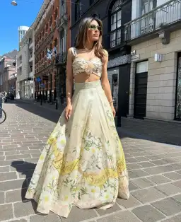 Zimmermann The Coaster Gathered Bra And Maxi Skirt In Blush Garden Floral Size 0 / Au 8