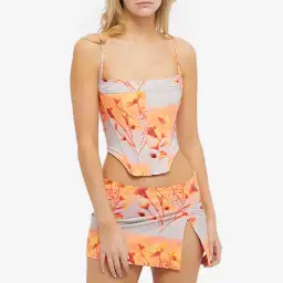 Miaou Venus Corset and Micro Mini Skirt Sunrise Set Orange Size M/Au 10
