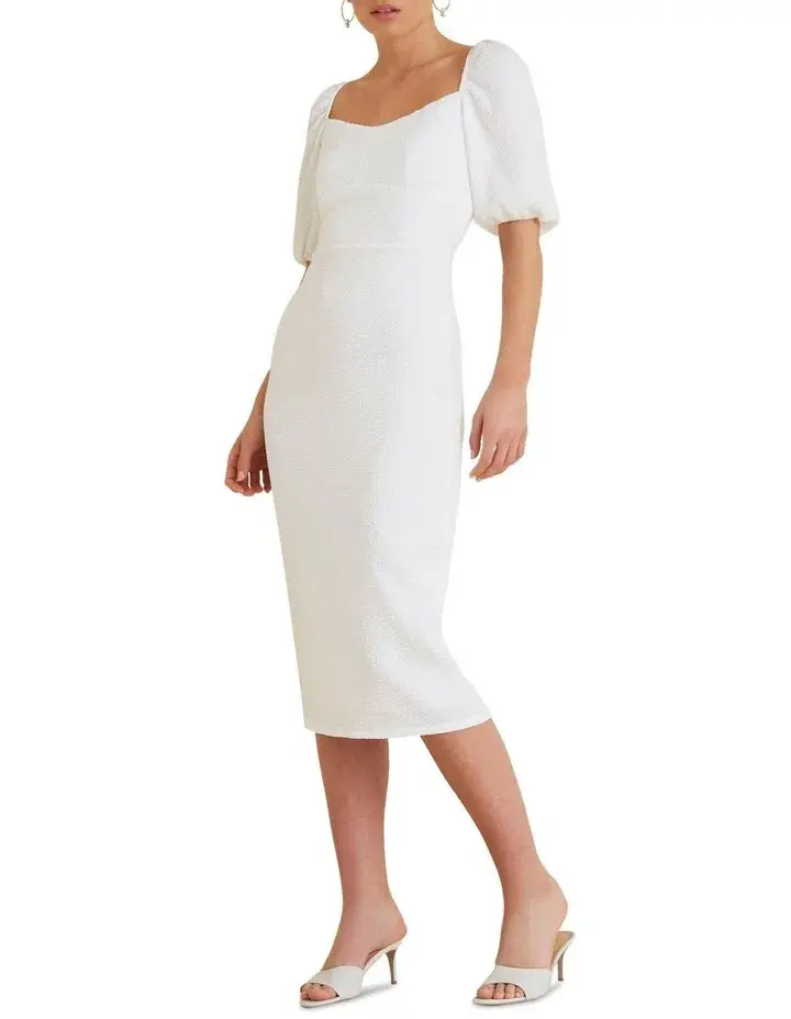 Seed Heritage Square Neck Slimline Dress White Size 6 for rent on The Volte - main image