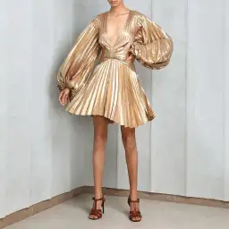 Acler Geneva Mini Dress Metallic Gold Size 6 for rent on The Volte - image 1