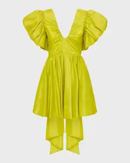 Aje Gretta Bow Back Puff Sleeve Mini Dress Green Size 10 for rent on The Volte - image 5