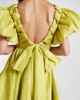 Aje Gretta Bow Back Puff Sleeve Mini Dress Green Size 10 for rent on The Volte - image 4