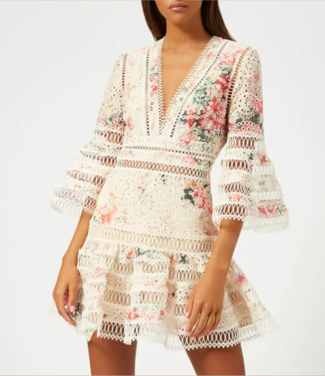 Zimmermann Laelia Diamond Flutter Dress Floral Size 1 / Au 8 for rent on The Volte - main image