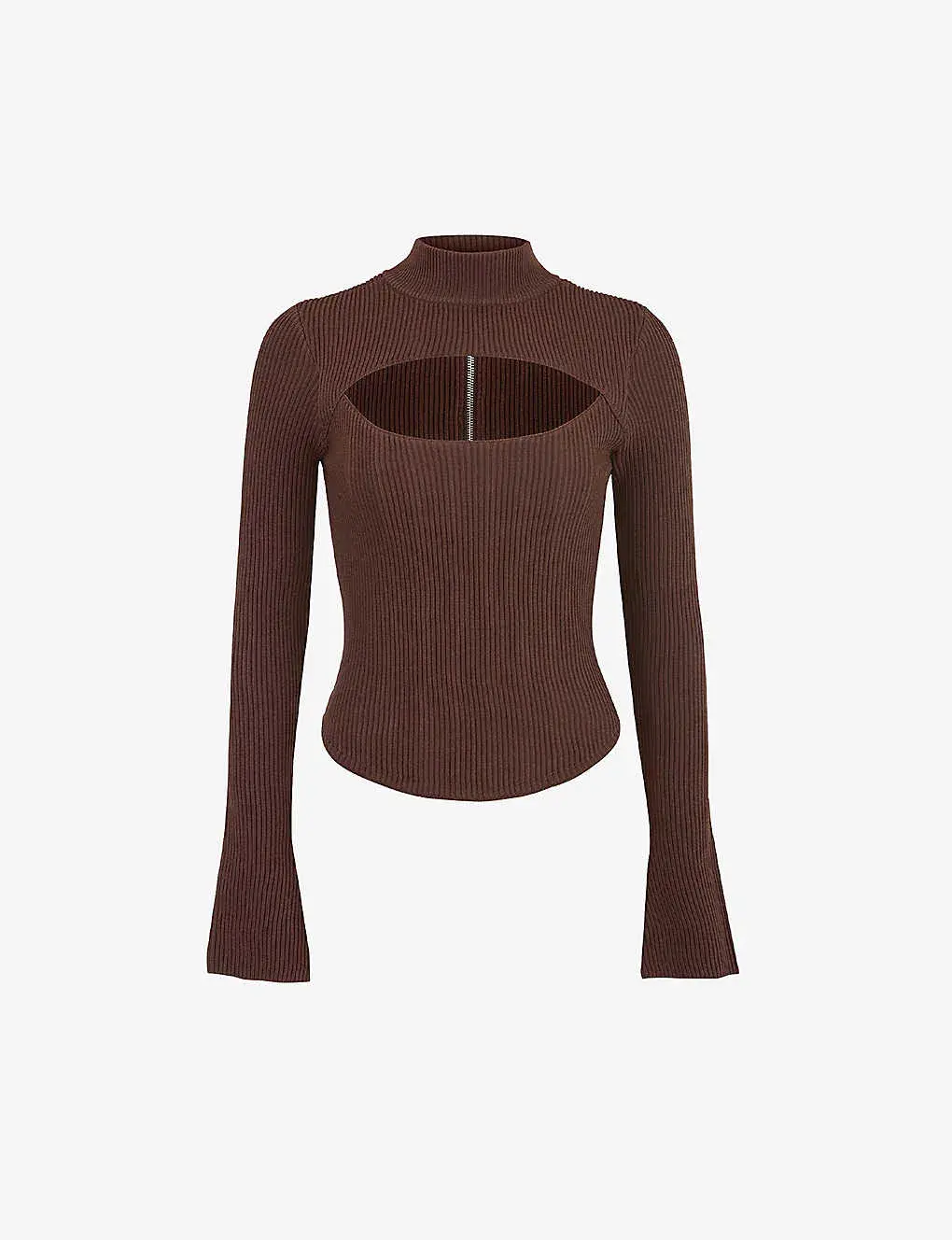 House Of Cb Georgina Cut-out Stretch-knit Top Brown Size XS / AU 6 for rent on The Volte - main image