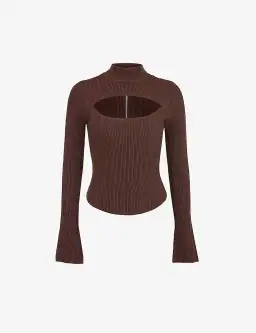 House Of Cb Georgina Cut-out Stretch-knit Top Brown Size XS / AU 6 for rent on The Volte - image 5