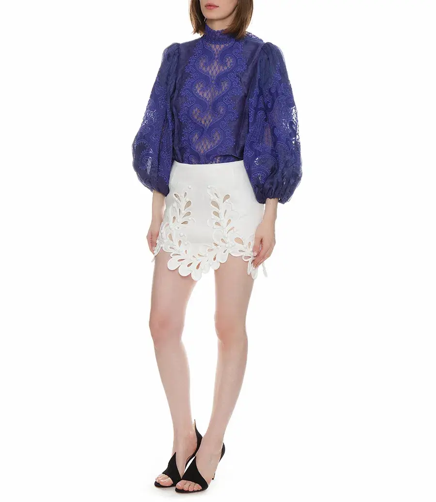 Zimmermann Brightside Knot Blouse Blue Size 0/ AU 8 for rent on The Volte - main image