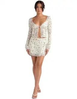 House of CB Clarissa Lace Trim Top Garden Print Size XS / AU 6 for rent on The Volte - image 1